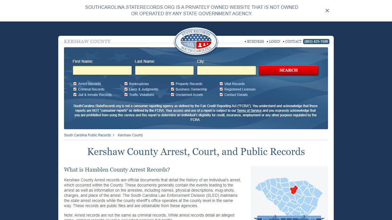Kershaw County Arrest, Court, and Public Records