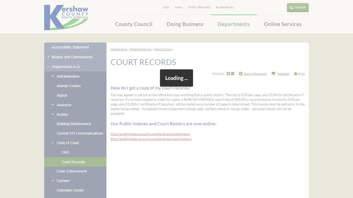 Court Records | Kershaw County, SC